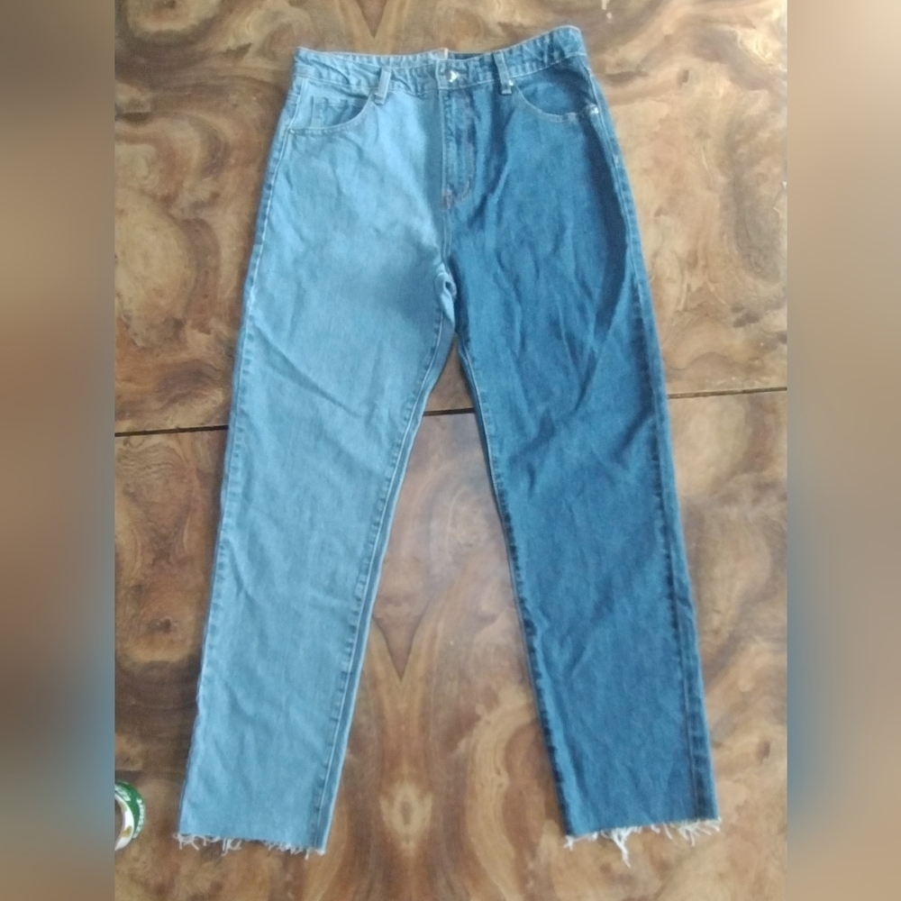 Fashions Nova Writers Black Two Tone Mom Jeans Sz (13)